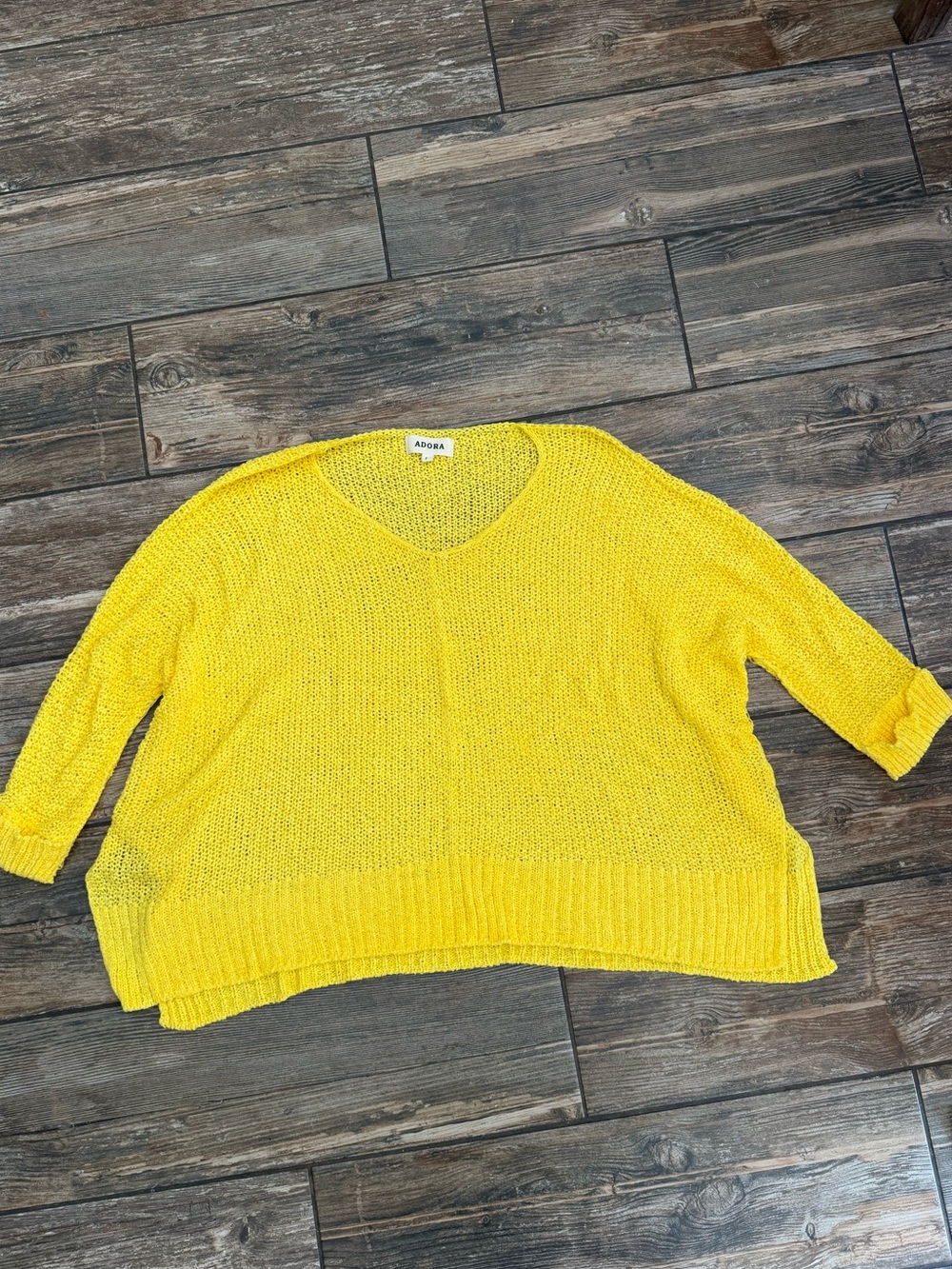 ADORA Bright Yellow V-Neck Oversized Women's Sweater